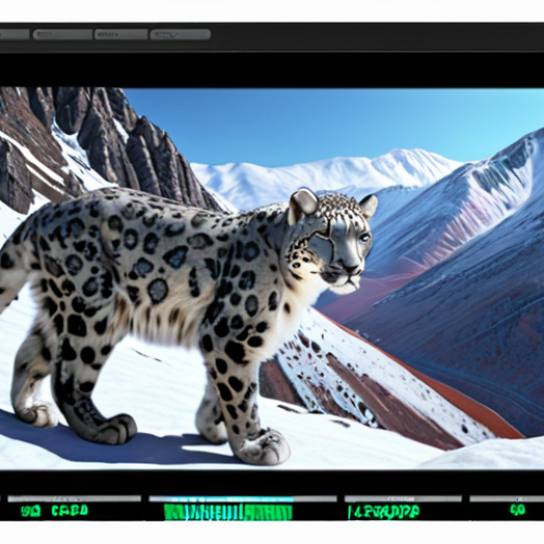 Wildlife Monitoring**

Prompt: Infrared camera capturing a snow leopard in a snow-covered mountain area of a nature reserve. Data displayed on a holographic screen overlaying the scene, showing animal population statistics. Focus on technology and conservation working together, rendered in a realistic style.

**